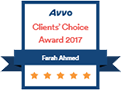 Avvo clients' choice award 2017 farah ahmed